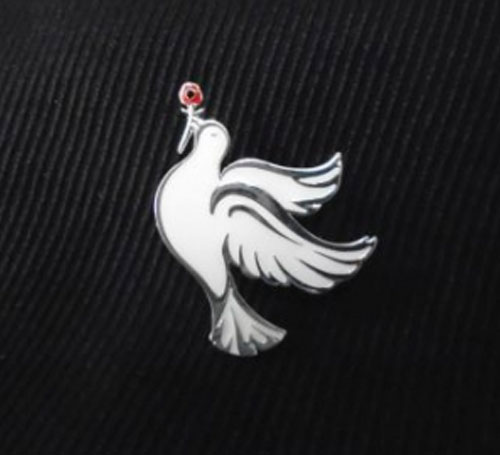 dove with poppy brooch