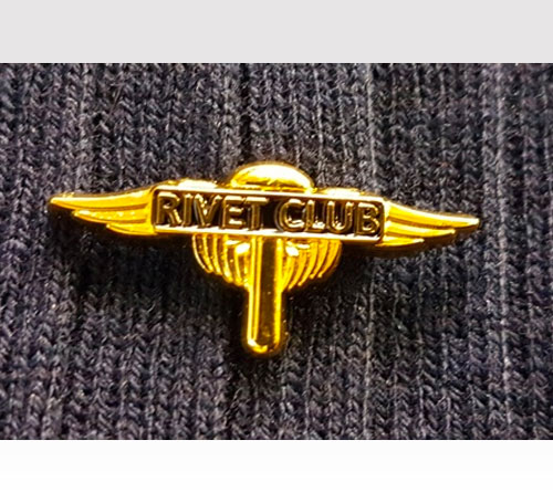 rivet club pin badge